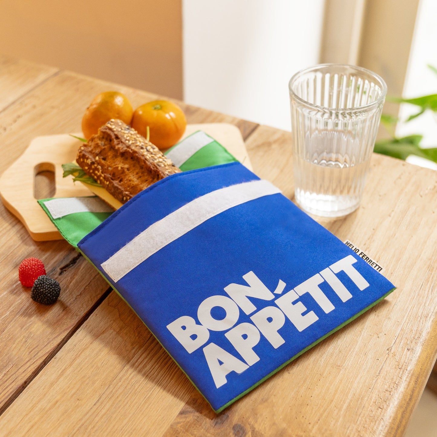 'Bon Appetit' Snack Bag Blue & Green
