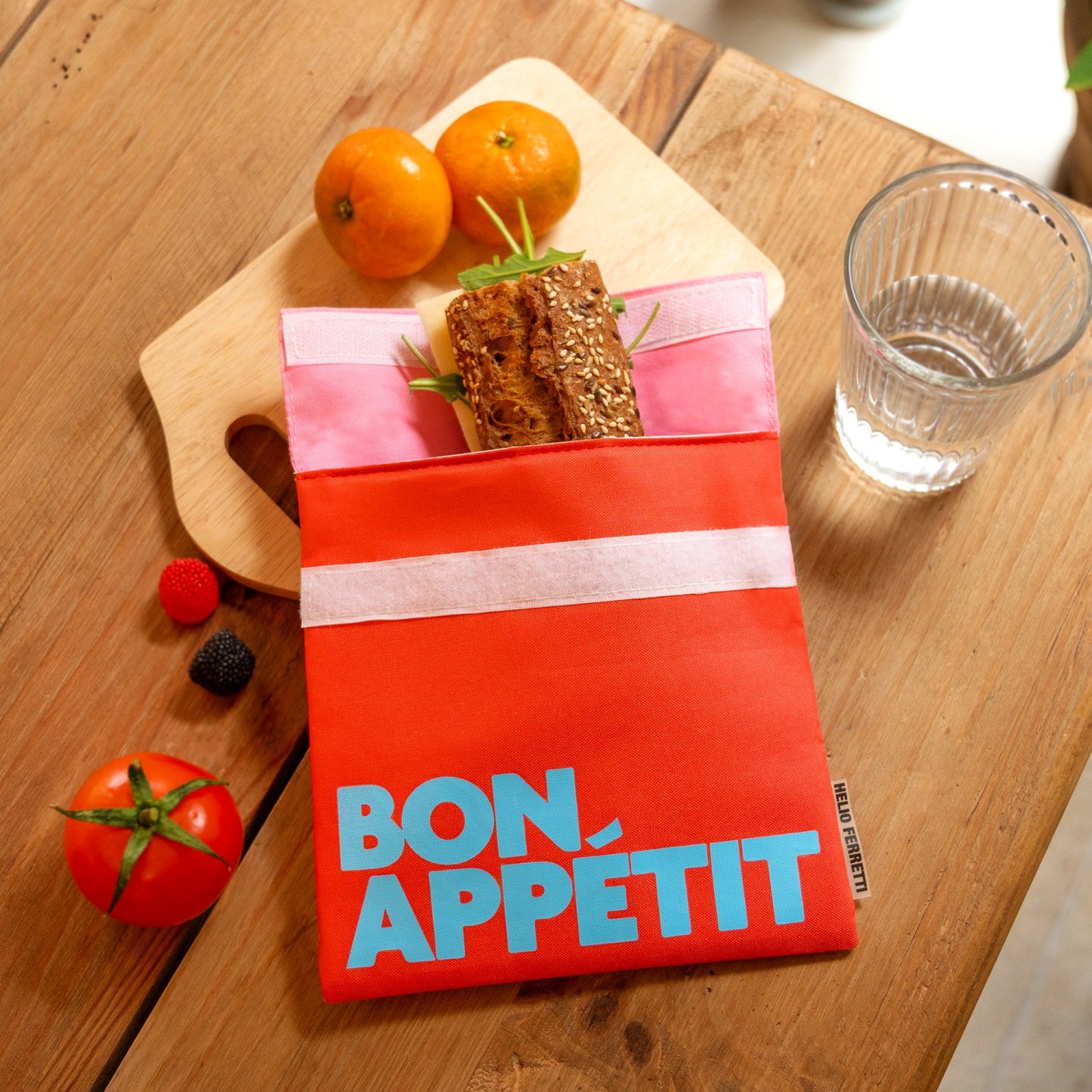 'Bon Appetit' Snack Bag Pink, Red & Blue