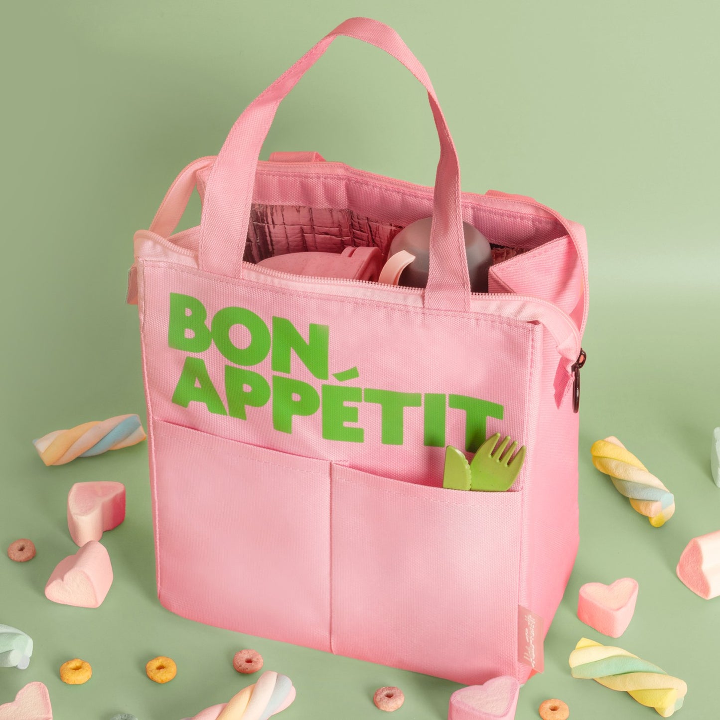 'Bon Appetit' Lunchbag - Pink & Green